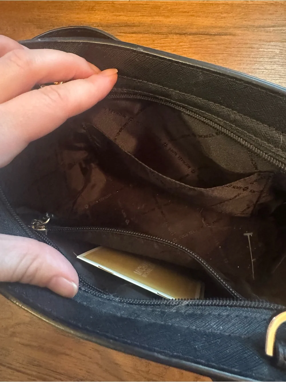 Michael Kors Black Leather Crossbody with Gold Hardware